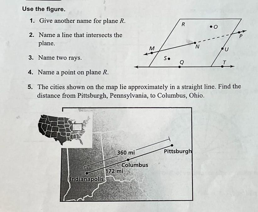 Solved 2. Name a line that intersects the plane. 3. Name two