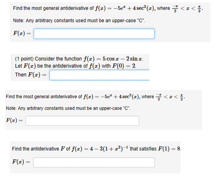solved-find-the-most-general-antiderivative-of-f-x-5e-chegg