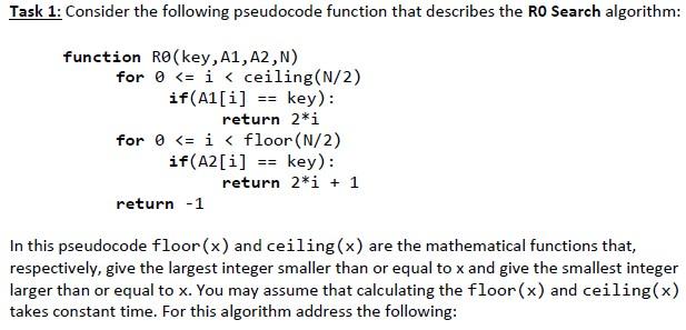 Solved Task 1 Consider The Following Pseudocode Function