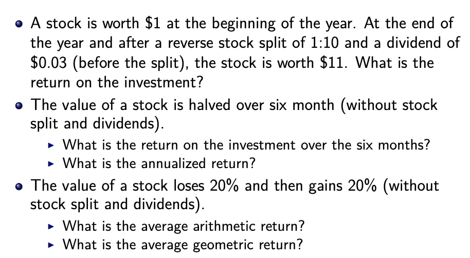 Solved A stock is worth 1 at the beginning of the year.