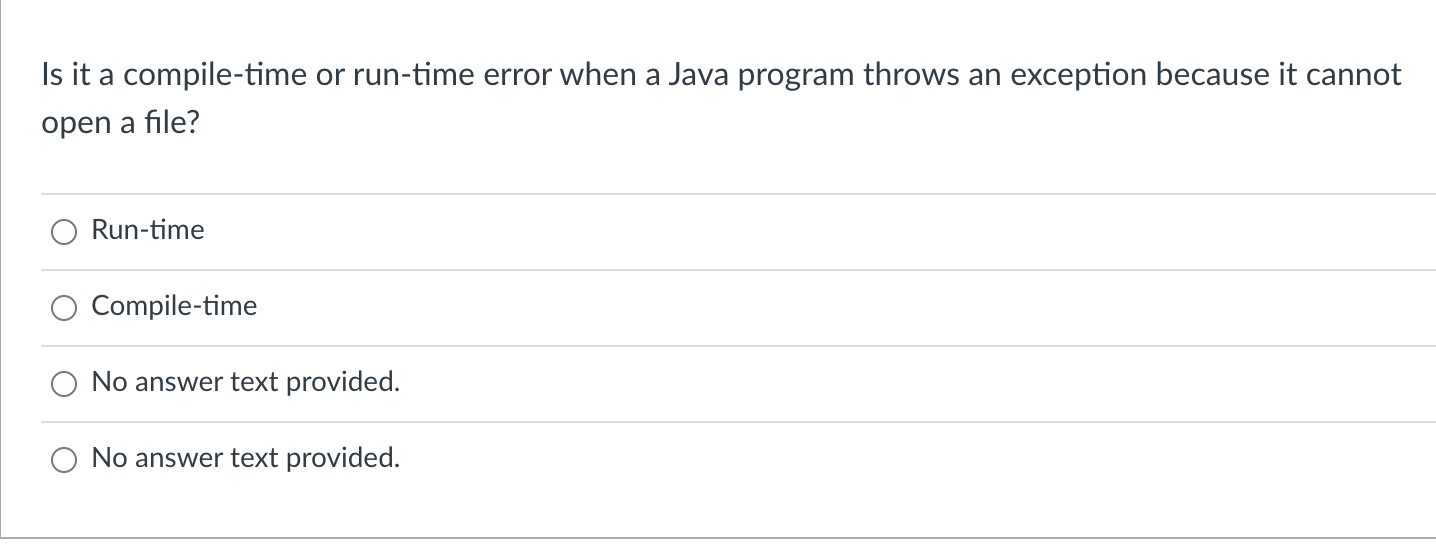 Solved Is it a compile-time or run-time error when a Java | Chegg.com