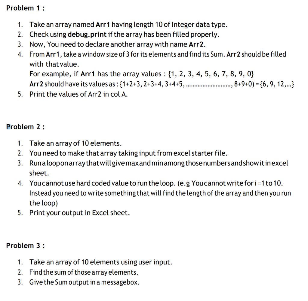 Problem 1: 1. 2. 3. 4. Take an array named Arr1 | Chegg.com