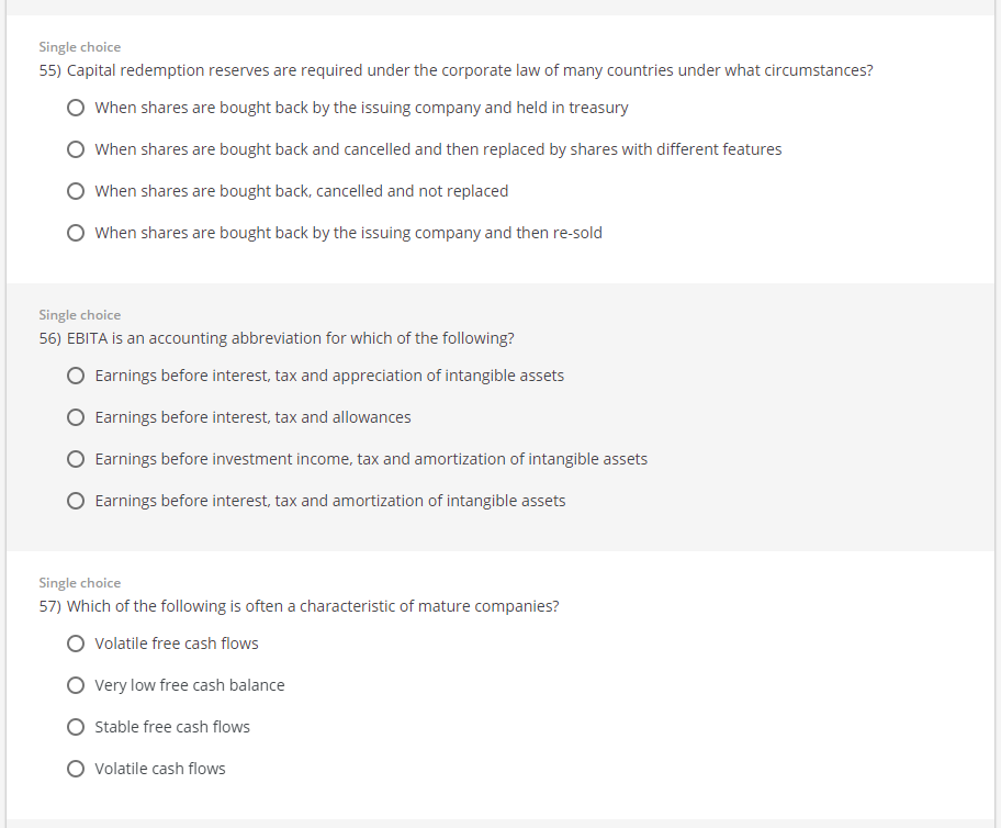 Solved Single choice 55) Capital redemption reserves are | Chegg.com