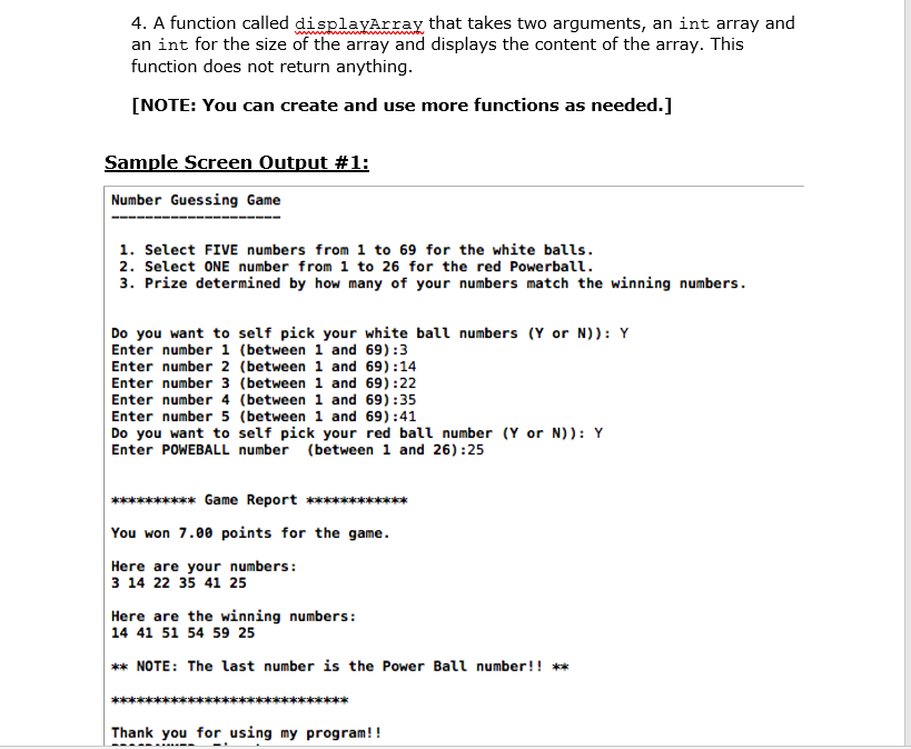 Solved Project Description The Powerball game consists of 5 | Chegg.com