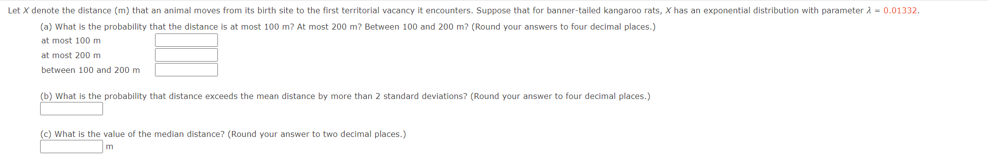 Solved (a) What is the probability that the distance is at | Chegg.com