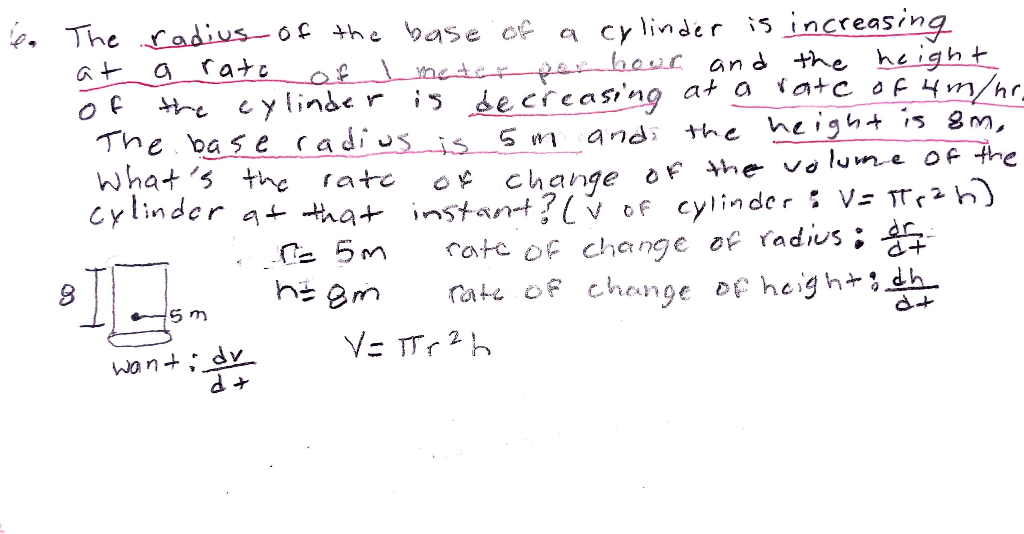 Solved a of 6. The radius of the base of a cylinder is Chegg