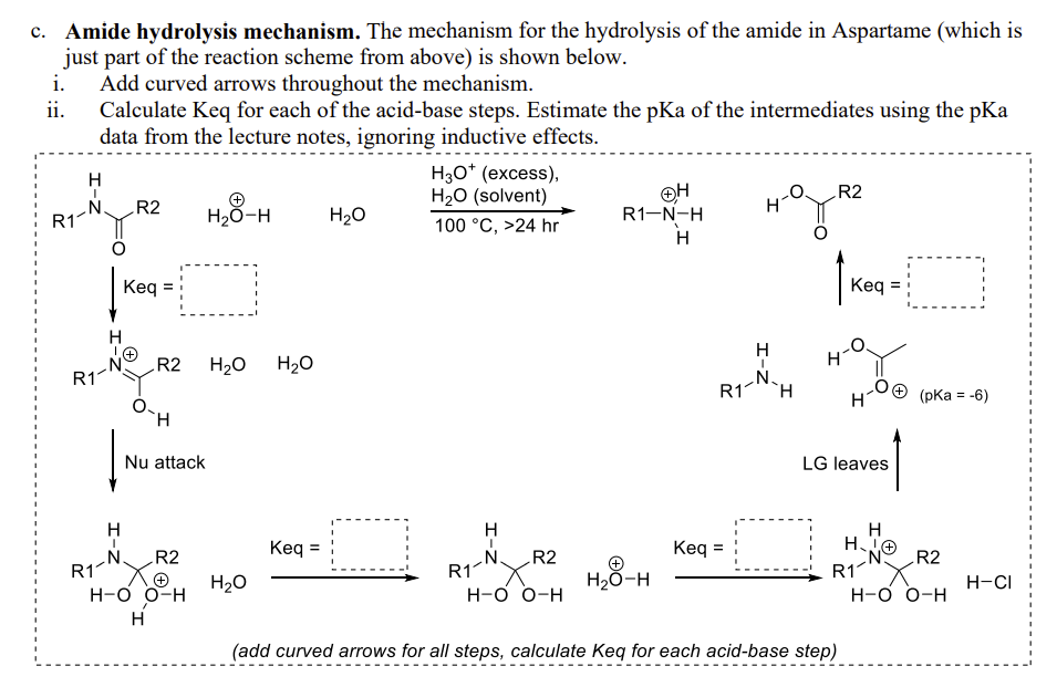 Solved organic chemistry c. ﻿Amide hydrolysis mechanism. The | Chegg.com