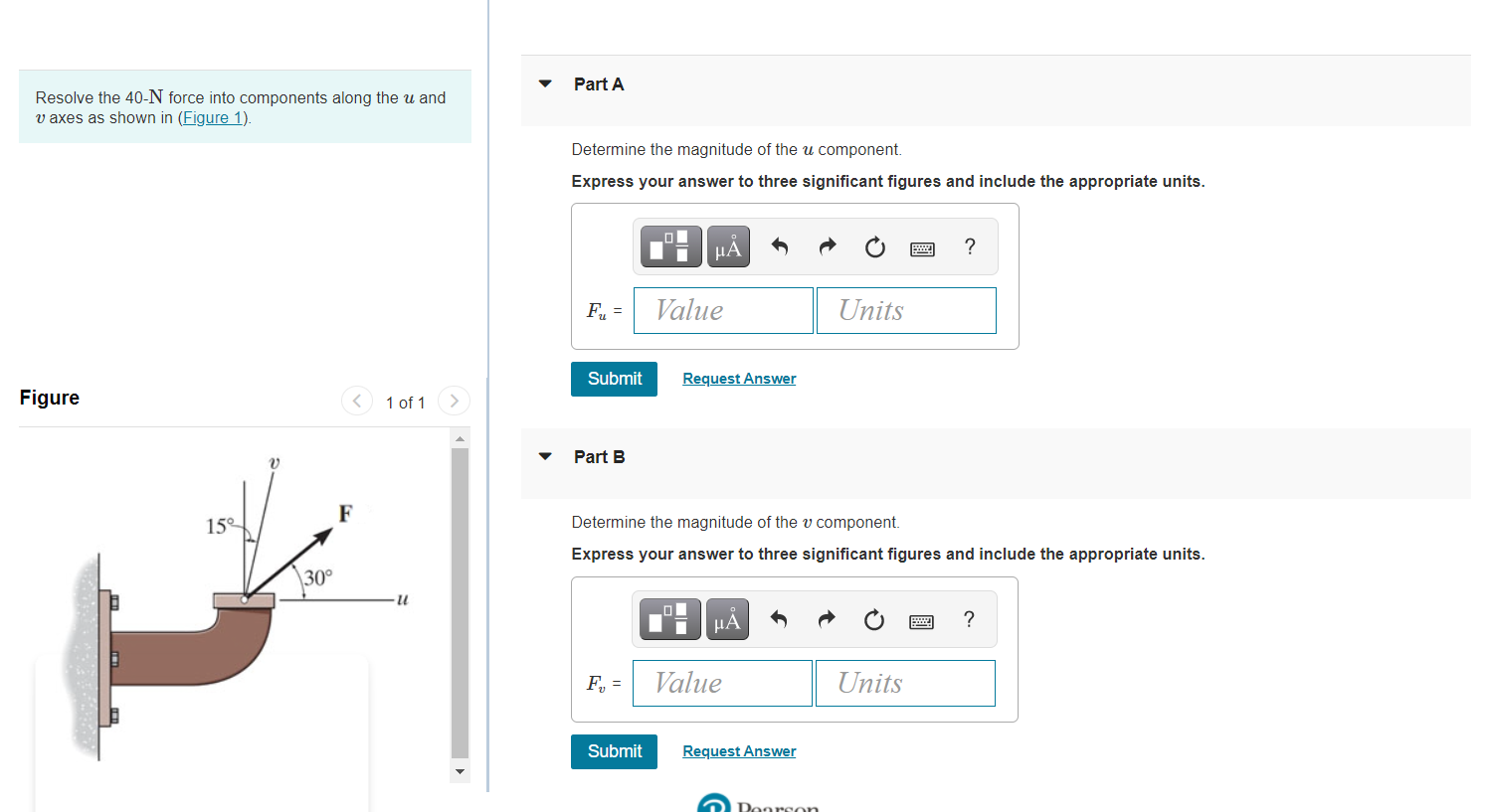 Solved Part A Resolve The 40-N Force Into Components Along | Chegg.com