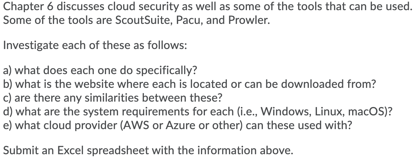 Solved Chapter 6 discusses cloud security as well as some of | Chegg.com