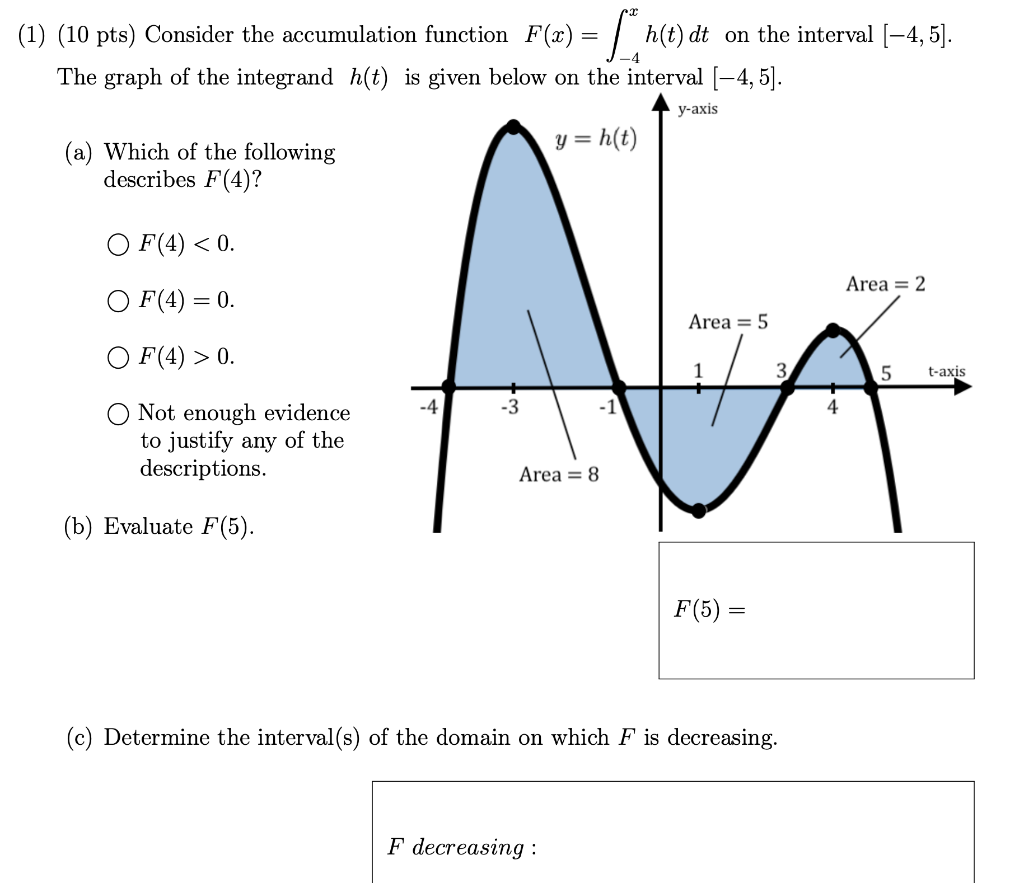 Solved 1) (10 pts) Consider the accumulation function | Chegg.com
