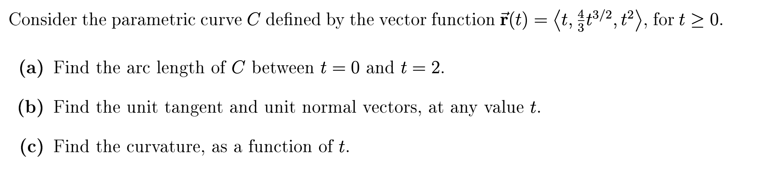Solved Consider the parametric curve C defined by the vector | Chegg.com