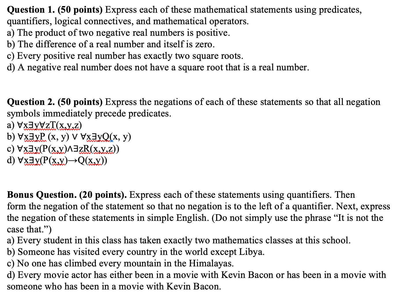 Question 1. (50 Points) Express Each Of These | Chegg.com