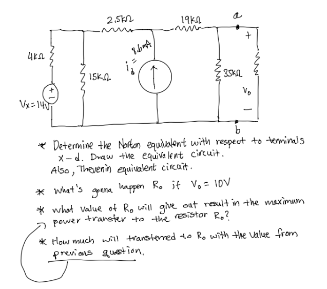 Solved Edit: Terminal a-b not x-d. Should be a to b. Vx = Va | Chegg.com