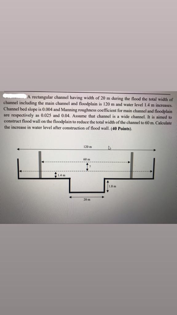 Solved A rectangular channel having width of 20 m during the | Chegg.com
