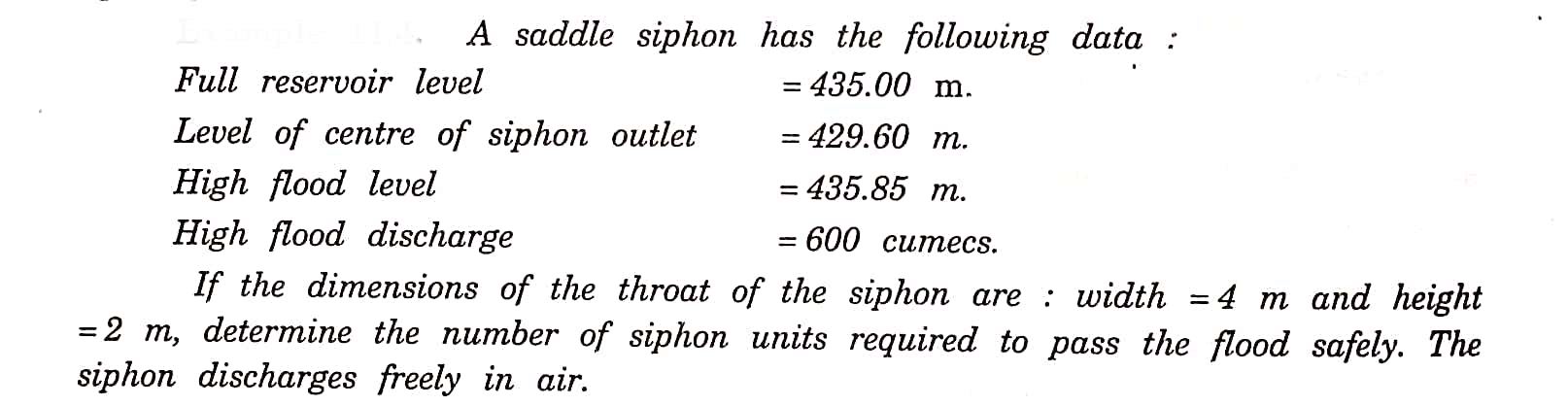 Solved A saddle siphon has the following data : Full | Chegg.com