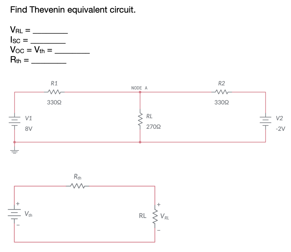 Solved Find Thevenin equivalent circuit. VRL = Isc = Voc = | Chegg.com