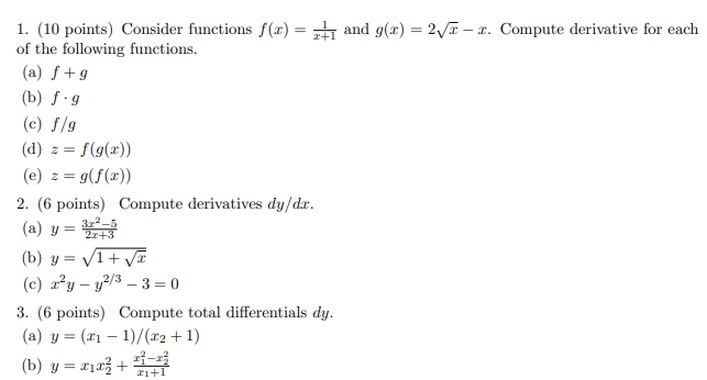 Solved 1. (10 points) Consider functions f(x)=x+11 and | Chegg.com