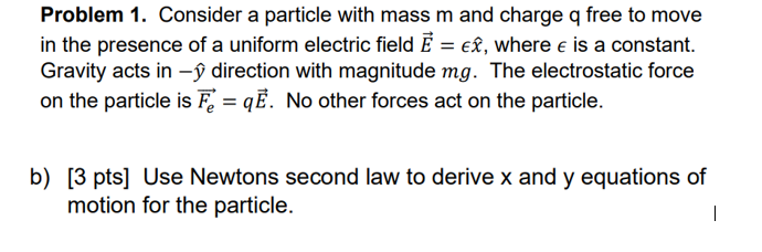 Solved Problem 1. Consider a particle with mass m and charge | Chegg.com