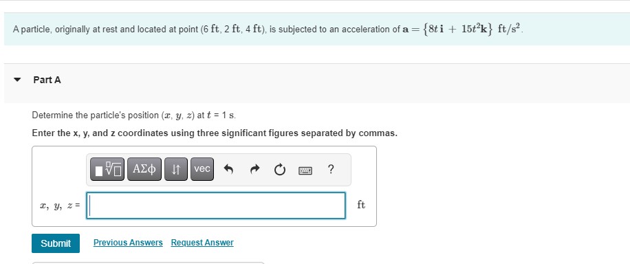 Solved A particle, originally at rest and located at point | Chegg.com