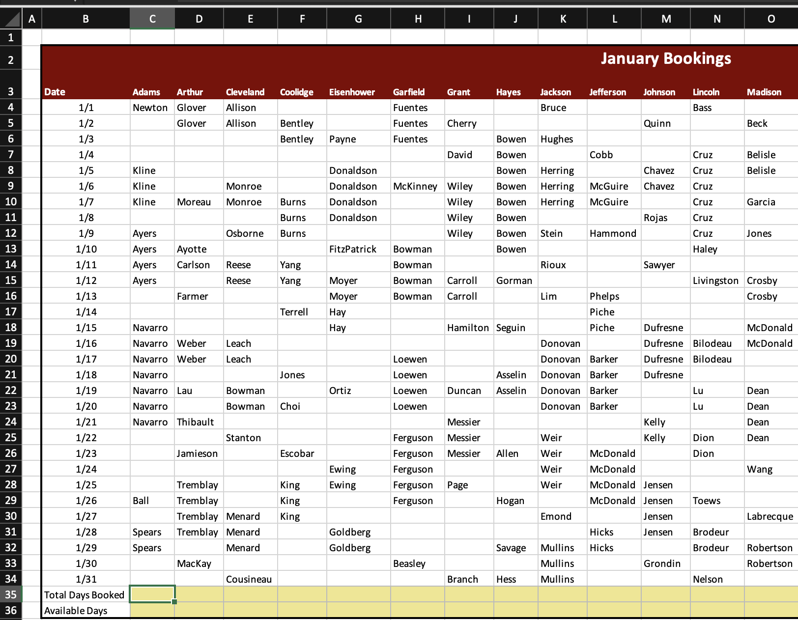 on-the-january-bookings-worksheet-in-cell-c35-use-a-chegg