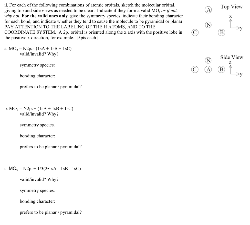 ii. For each of the following combinations of atomic | Chegg.com