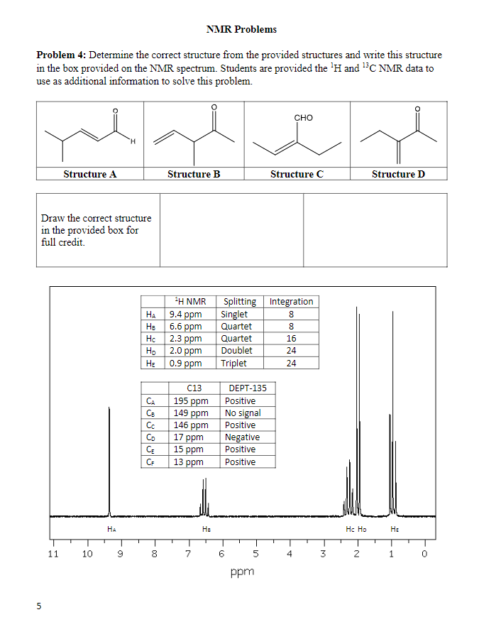 Solved NMR Problems Problem 4: Determine the correct | Chegg.com