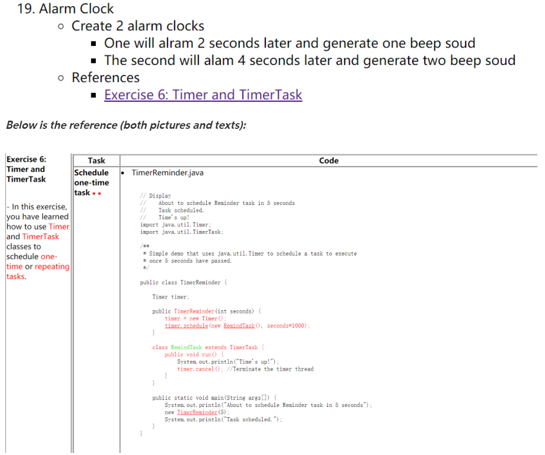 19. Alarm Clock o Create 2 alarm clocks • One will |