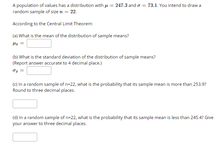 Solved A population of values has a distribution with u = | Chegg.com