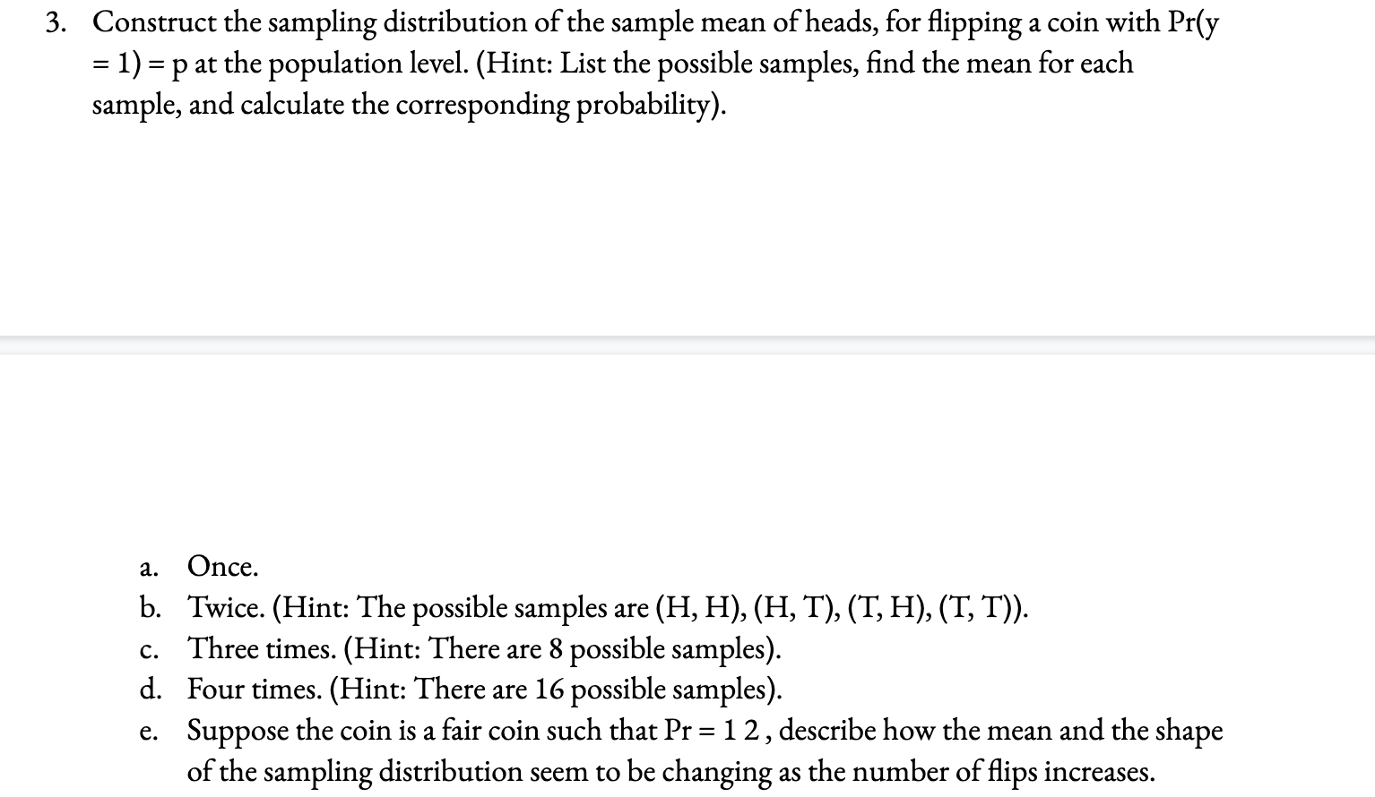 3. Construct the sampling distribution of the sample | Chegg.com