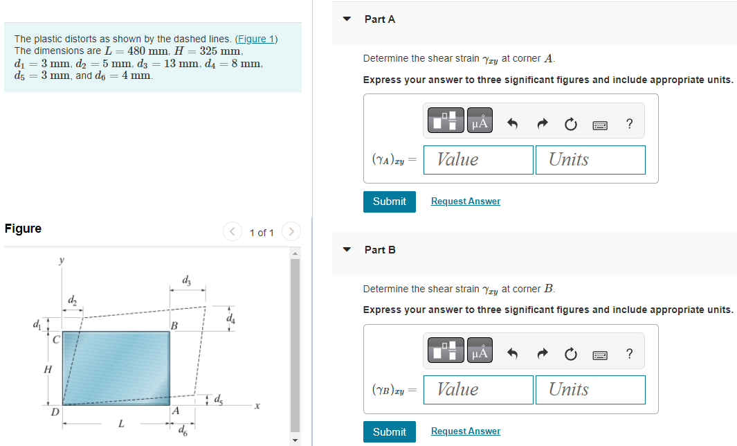 Solved The plastic distorts as shown by the dashed lines. | Chegg.com
