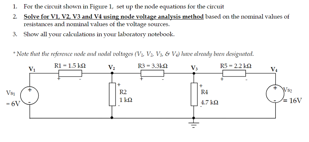 Solved 1. For the circuit shown in Figure 1, set up the node | Chegg.com