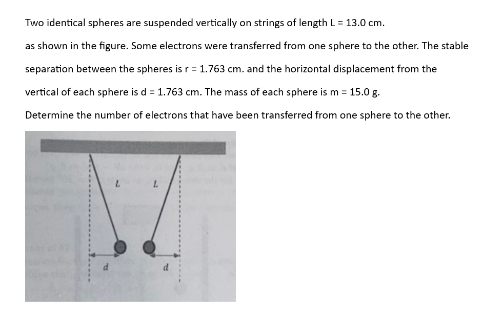 Solved Two identical spheres are suspended vertically on | Chegg.com