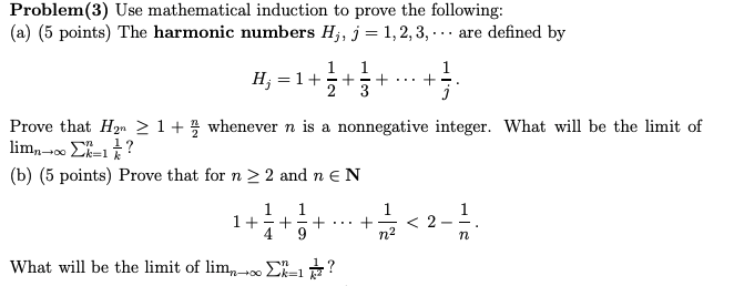 Solved Problem(3) Use mathematical induction to prove the | Chegg.com