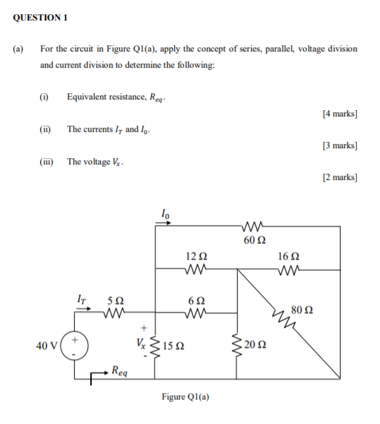 Solved QUESTION 1 For the circuit in Figure Q1(a), apply the | Chegg.com