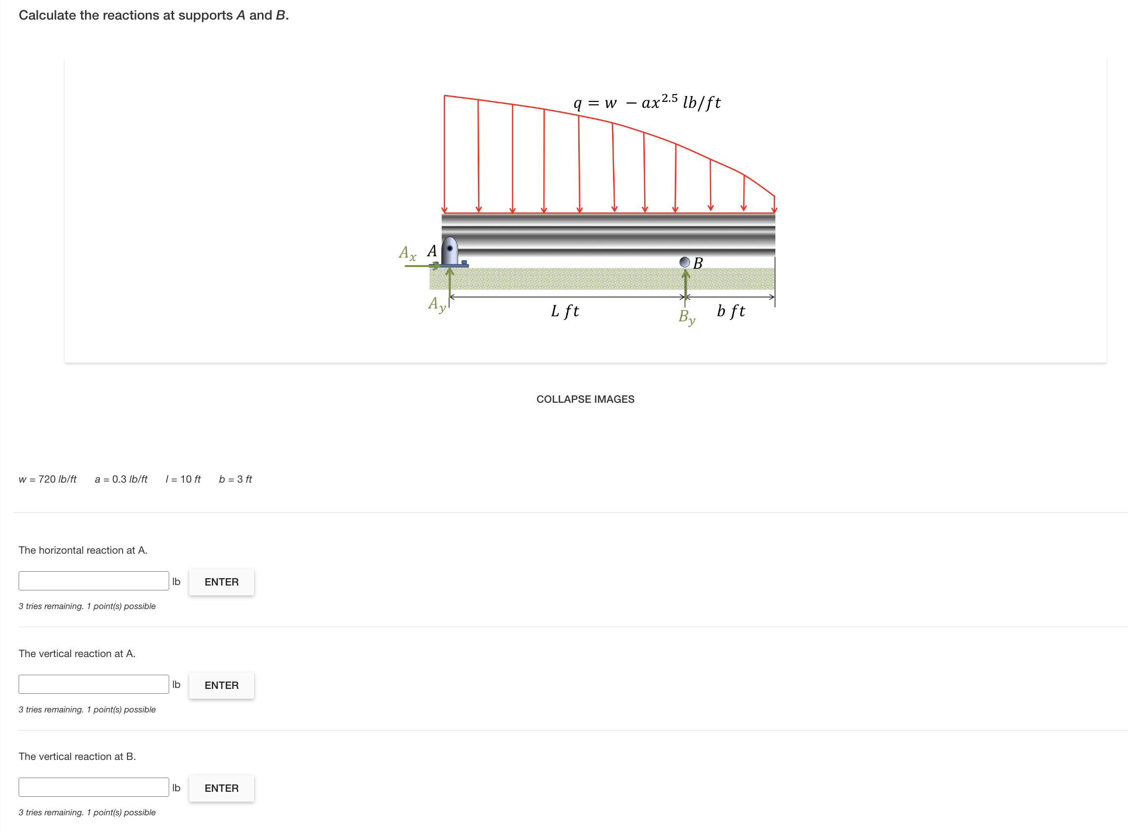 Solved Calculate The Reactions At Supports A And B. COLLAPSE | Chegg.com