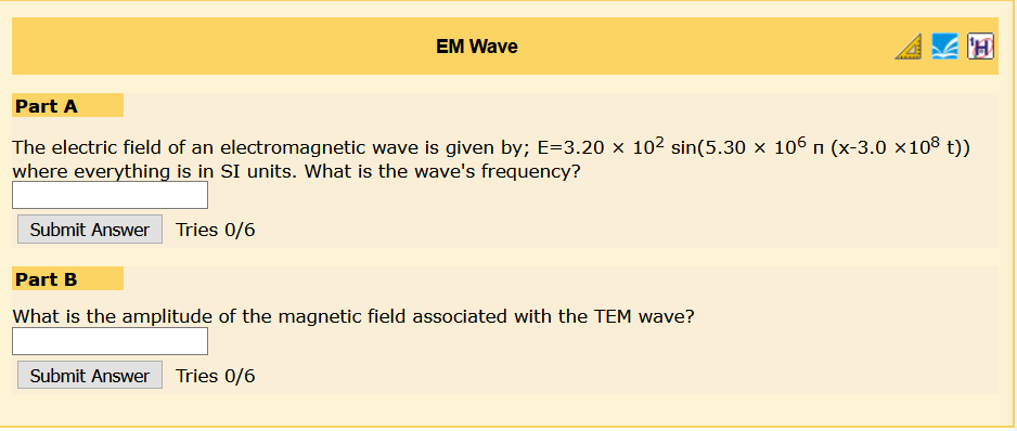 Solved EM Wave Part A The electric field of an | Chegg.com