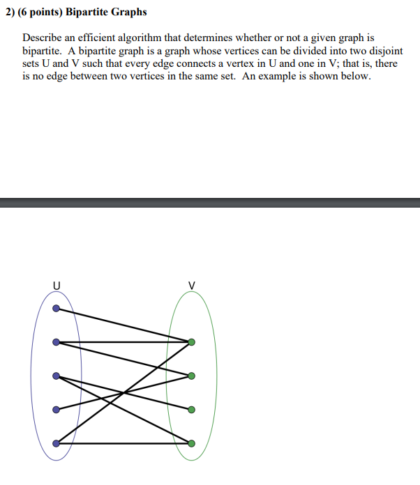 Solved (6 points) Bipartite Graphs Describe an efficient | Chegg.com