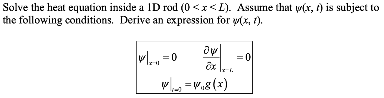 Solved Solve the heat equation inside a 1D rod (0 | Chegg.com
