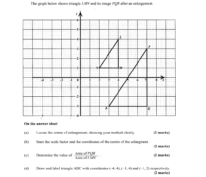 Solved The graph below shows triangle LMN and its image PQR