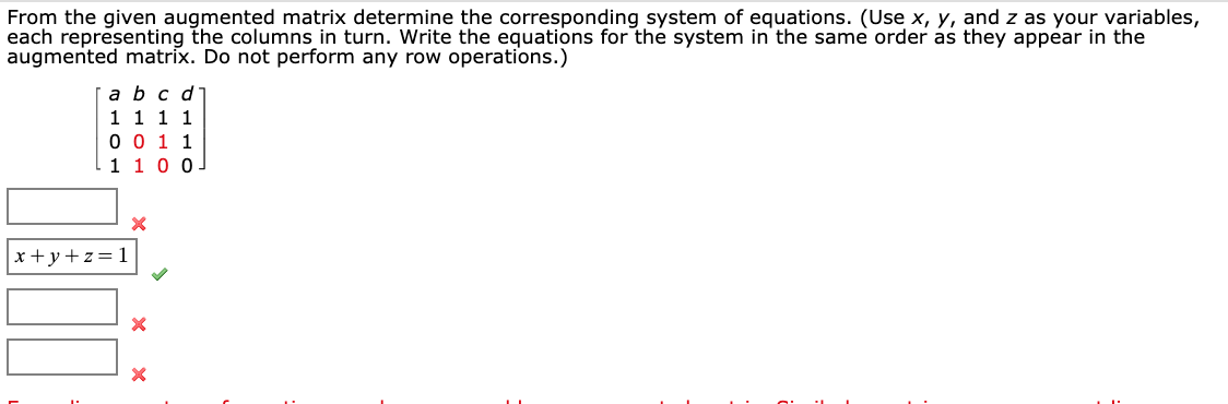 Solved From the given augmented matrix determine the Chegg