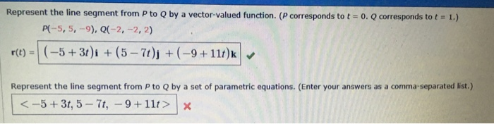 Solved Represent The Line Segment From P To Q By A Vector Chegg Com