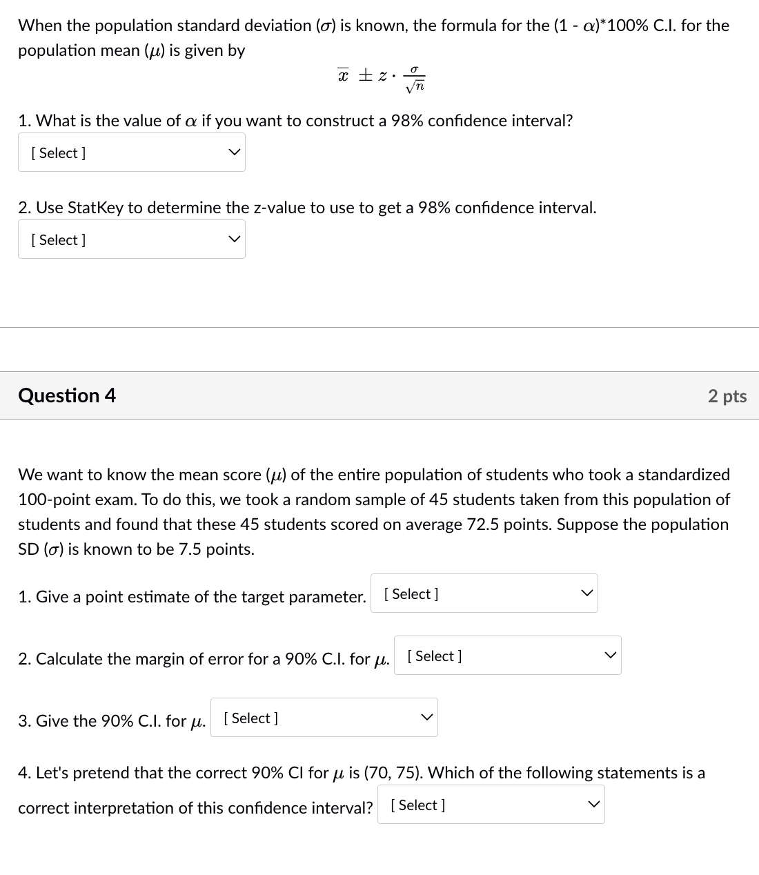 Solved When the population standard deviation (σ) is known, | Chegg.com