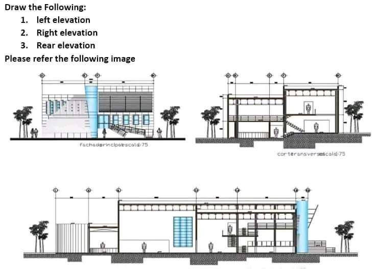 Solved Draw the Following: 1. left elevation 2. Right | Chegg.com