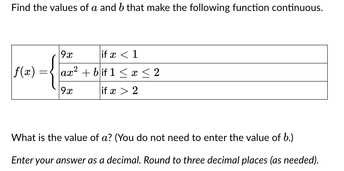 Solved Find The Values Of A And B ﻿that Make The Following | Chegg.com