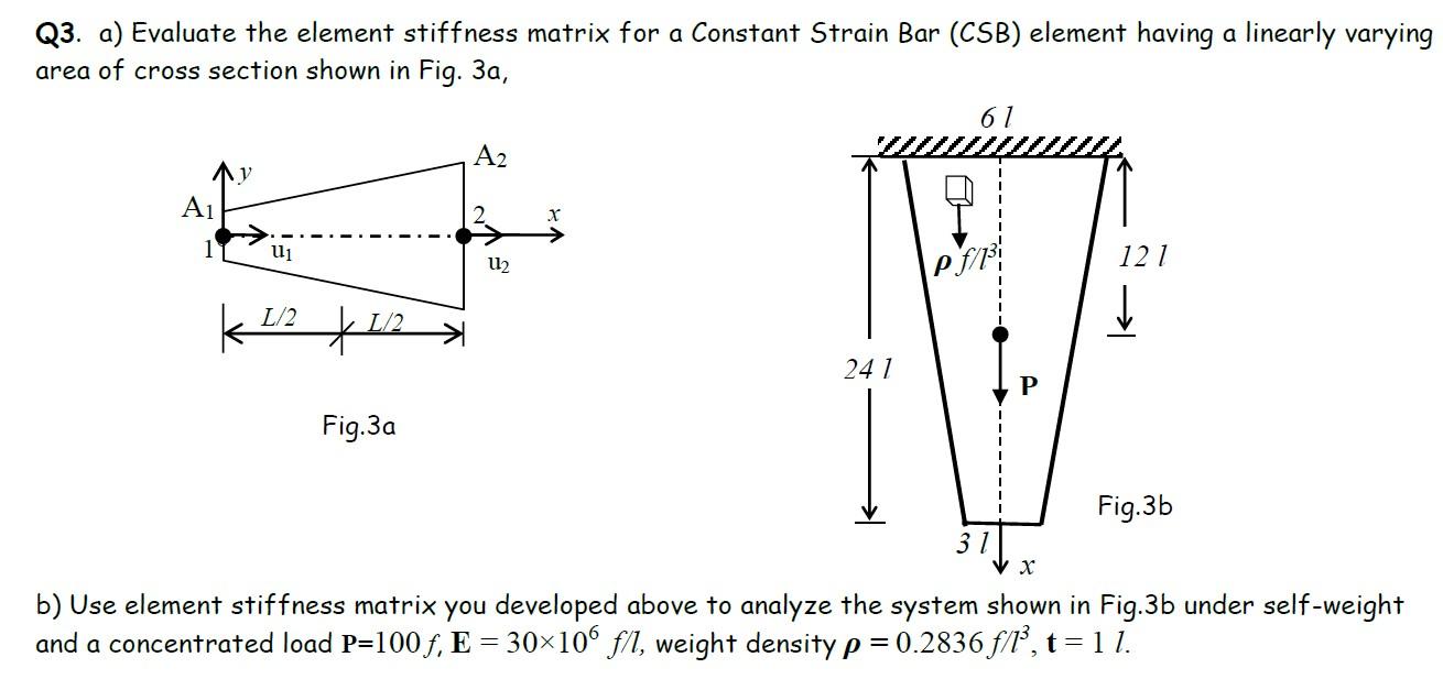 Q3. A) Evaluate The Element Stiffness Matrix For A | Chegg.com