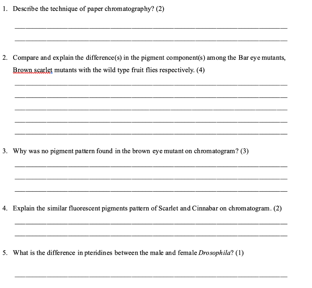 Solved 1. Describe the technique of paper chromatography? | Chegg.com