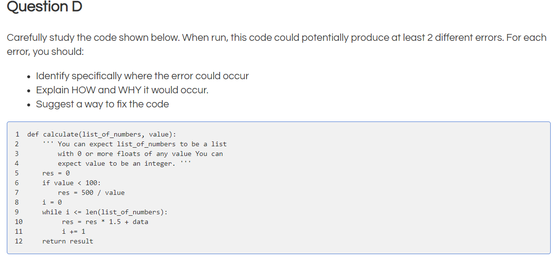 Solved Question D Carefully study the code shown below. When | Chegg.com