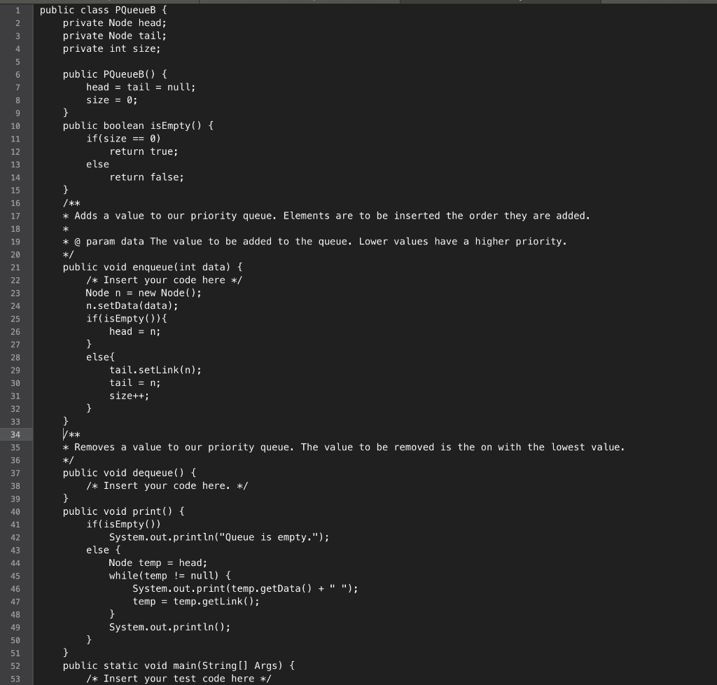 Solved I have provided the java code in which I have to | Chegg.com