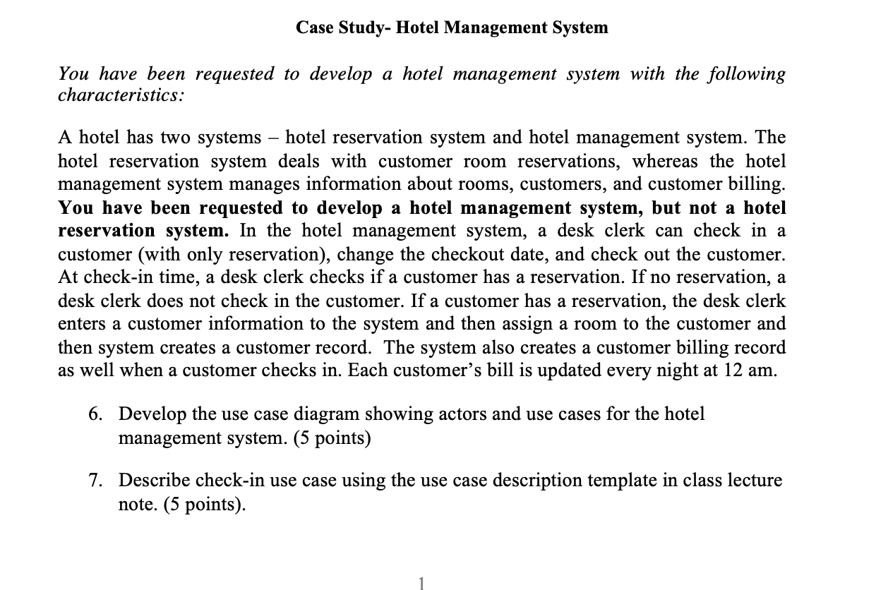 hotel management system case study