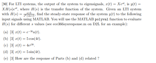 Solved [30] For LTI systems, the output of the system to | Chegg.com